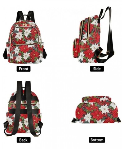 Christmas Poinsettia Holly Backpack for Women Fashion Shoulder Bags Small Casual Daypack Travel Bag S 202a2069 202a2069 $19.4...