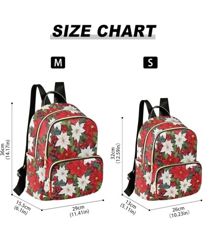 Christmas Poinsettia Holly Backpack for Women Fashion Shoulder Bags Small Casual Daypack Travel Bag S 202a2069 202a2069 $19.4...