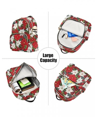 Christmas Poinsettia Holly Backpack for Women Fashion Shoulder Bags Small Casual Daypack Travel Bag S 202a2069 202a2069 $19.4...