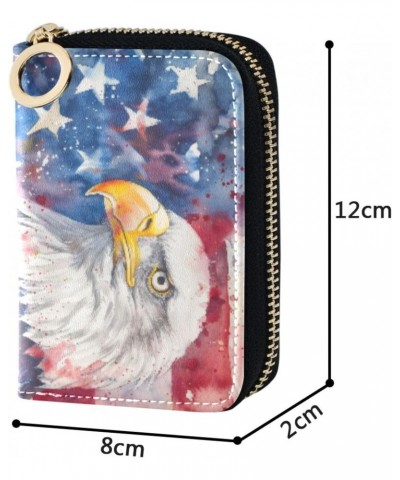 RFID Credit Card Holder American Usa Flag Leather With Zipper Card Case Wallet for Women Girls $9.49 Wallets