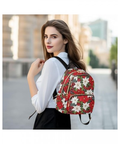 Christmas Poinsettia Holly Backpack for Women Fashion Shoulder Bags Small Casual Daypack Travel Bag S 202a2069 202a2069 $19.4...