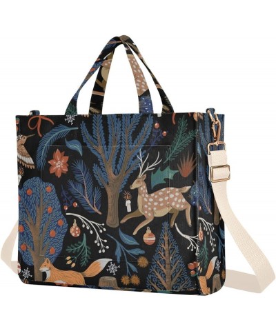 Christmas Trees Deer Foxes Women's Tote Handbags Top Handle Satchel Shoulder Bag Crossbody Bag for Office Travel S $15.59 Totes