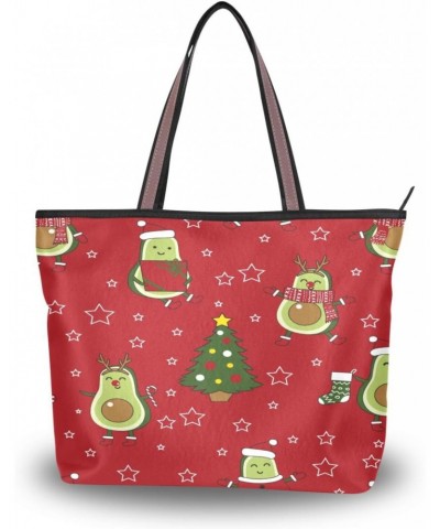 Womens Tote Bag, Avocado Christmas Ladies Zip Shoulder Handbags $10.56 Shoulder Bags