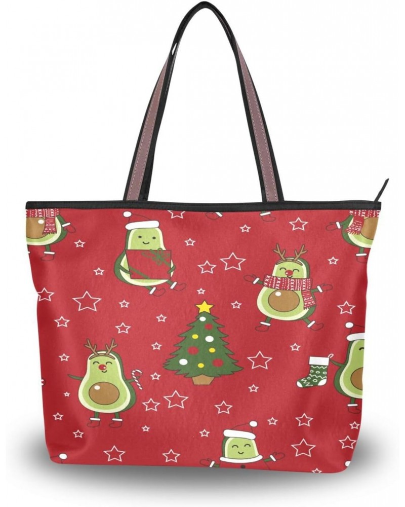 Womens Tote Bag, Avocado Christmas Ladies Zip Shoulder Handbags $10.56 Shoulder Bags