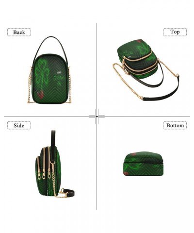 Saint Patrick's Day Crossbody Bags for Women Quilted Shoulder Bag Handbag with Chain Strap Pipe Green Trendy Cross Body Cell ...