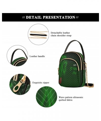 Saint Patrick's Day Crossbody Bags for Women Quilted Shoulder Bag Handbag with Chain Strap Pipe Green Trendy Cross Body Cell ...