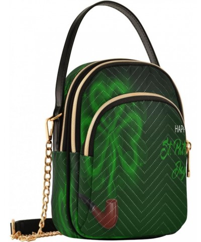 Saint Patrick's Day Crossbody Bags for Women Quilted Shoulder Bag Handbag with Chain Strap Pipe Green Trendy Cross Body Cell ...