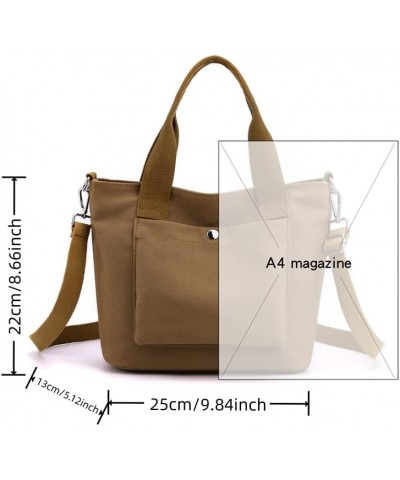 Crossbody Bags for Women Canvas Tote Bag Zipper Organizer Pockets Lunch Bag Women Small Shoulder Handbags Purse 05-brown-smal...