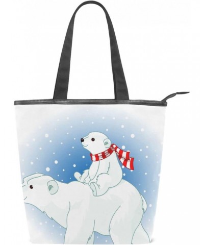 Polar Bear(k1) Tote Handbag for Women Tote Bag, Canvas + leather Shoulder Bag, Hobo bag, Satchel Purse(237ri1b) $13.49 Totes