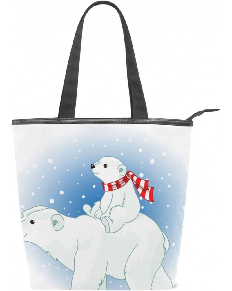 Polar Bear(k1) Tote Handbag for Women Tote Bag, Canvas + leather Shoulder Bag, Hobo bag, Satchel Purse(237ri1b) $13.49 Totes