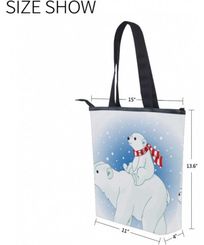 Polar Bear(k1) Tote Handbag for Women Tote Bag, Canvas + leather Shoulder Bag, Hobo bag, Satchel Purse(237ri1b) $13.49 Totes