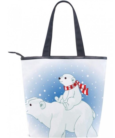 Polar Bear(k1) Tote Handbag for Women Tote Bag, Canvas + leather Shoulder Bag, Hobo bag, Satchel Purse(237ri1b) $13.49 Totes