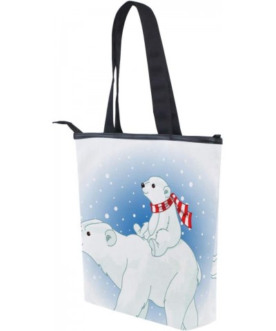 Polar Bear(k1) Tote Handbag for Women Tote Bag, Canvas + leather Shoulder Bag, Hobo bag, Satchel Purse(237ri1b) $13.49 Totes