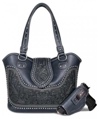 Women's Western Handbag Tooling Tote Bag Conceal Carry Purse with Detachable Holster C-navy $30.14 Totes