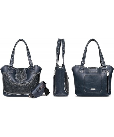 Women's Western Handbag Tooling Tote Bag Conceal Carry Purse with Detachable Holster C-navy $30.14 Totes