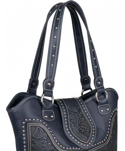 Women's Western Handbag Tooling Tote Bag Conceal Carry Purse with Detachable Holster C-navy $30.14 Totes