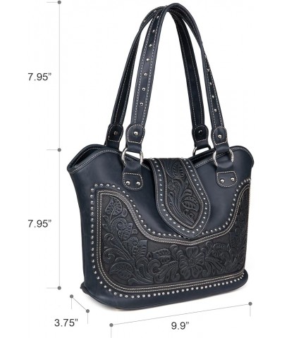 Women's Western Handbag Tooling Tote Bag Conceal Carry Purse with Detachable Holster C-navy $30.14 Totes