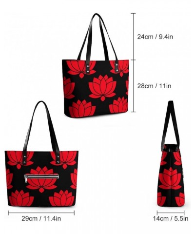 Womens Handbag Flowers Red Leather Tote Bag Top Handle Satchel Bags For Lady $14.35 Totes