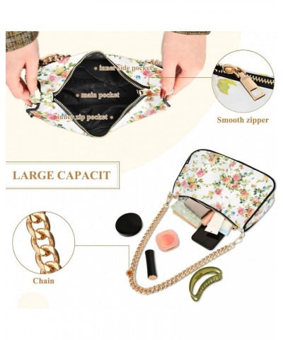 Flowers Shoulder Bag for Women Fabric Crescent Handbag with Zipper Chain Clutch Purses for Concert Teen Girls Travel Party $1...