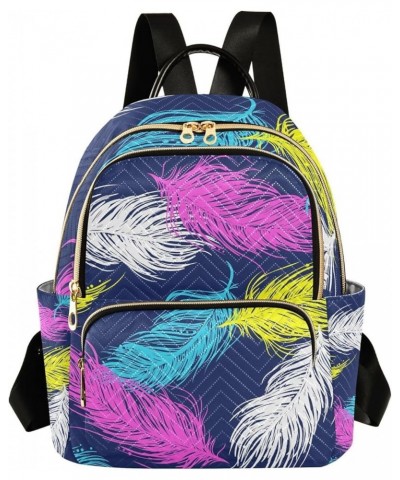 Small Backpack for Women Travel Bag Colorful Feathers Boho Daypack Purse Fashion Shoulder Bag Rucksack Medium A476 $11.96 Bac...