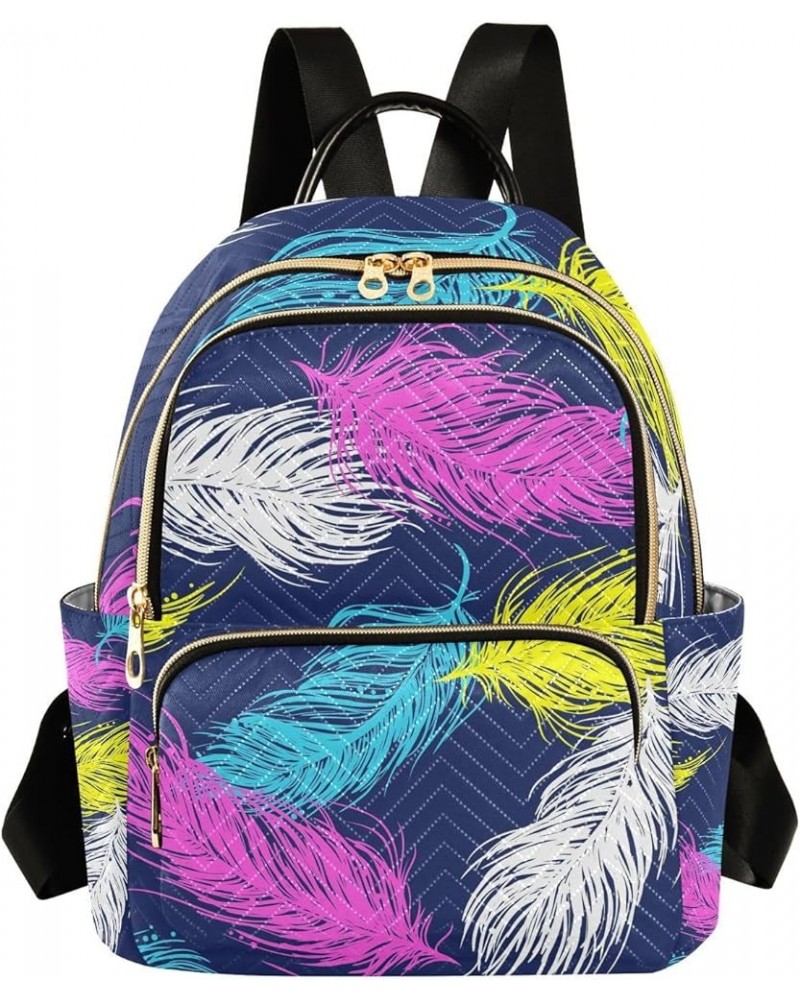 Small Backpack for Women Travel Bag Colorful Feathers Boho Daypack Purse Fashion Shoulder Bag Rucksack Medium A476 $11.96 Bac...