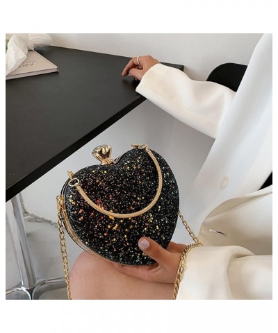 Mily Heart Shape Clutch Bag Messenger Shoulder Handbag Tote Evening Bag Purse 6722+black $16.23 Evening Bags