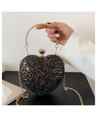 Mily Heart Shape Clutch Bag Messenger Shoulder Handbag Tote Evening Bag Purse 6722+black $16.23 Evening Bags