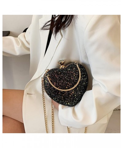 Mily Heart Shape Clutch Bag Messenger Shoulder Handbag Tote Evening Bag Purse 6722+black $16.23 Evening Bags