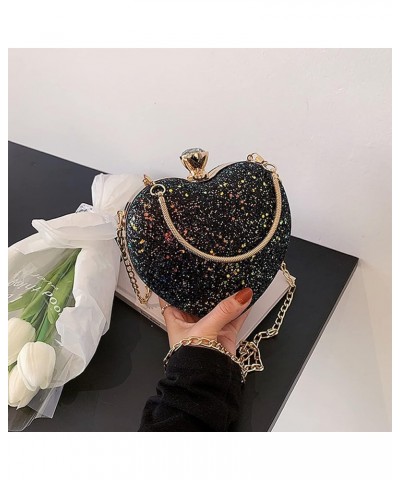 Mily Heart Shape Clutch Bag Messenger Shoulder Handbag Tote Evening Bag Purse 6722+black $16.23 Evening Bags