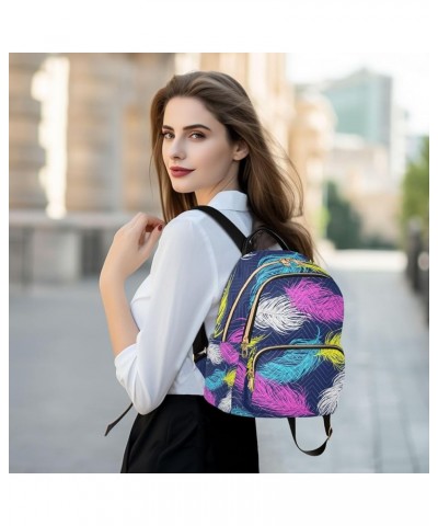 Small Backpack for Women Travel Bag Colorful Feathers Boho Daypack Purse Fashion Shoulder Bag Rucksack Medium A476 $11.96 Bac...