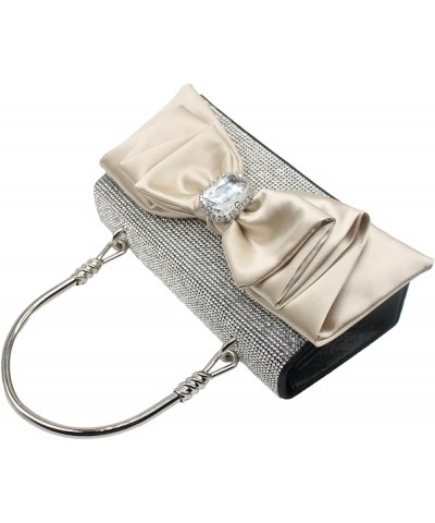 Shiny Sparkly Rhinestones Bow Clutch Purse for Women Satin Evening Bags Wedding Party Handbag Bride Purse A-black $20.37 Even...