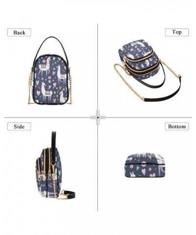 Blue Llama Heart Multi Pockets Crossbody Bags for Women Zip Cell Phone Purse Wallet Bag with Detachable Shoulder Strap Travel...