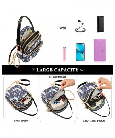 Blue Llama Heart Multi Pockets Crossbody Bags for Women Zip Cell Phone Purse Wallet Bag with Detachable Shoulder Strap Travel...