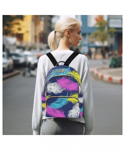 Small Backpack for Women Travel Bag Colorful Feathers Boho Daypack Purse Fashion Shoulder Bag Rucksack Medium A476 $11.96 Bac...