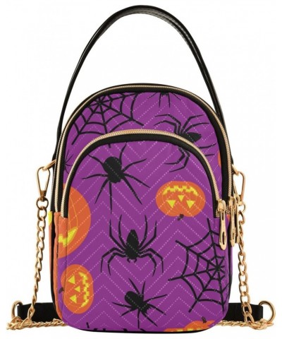 Halloween Spider Web Pumpkin Crossbody Bags for Women Crossbody Bag Travel Passport Wallet Bag with Chain Strap for Everyday ...