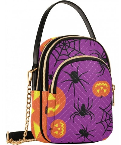 Halloween Spider Web Pumpkin Crossbody Bags for Women Crossbody Bag Travel Passport Wallet Bag with Chain Strap for Everyday ...