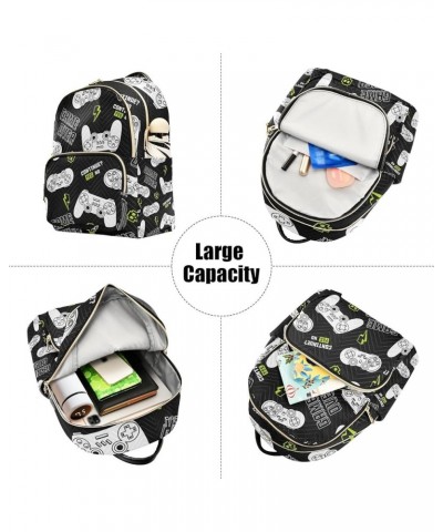 Women Backpack Dream Catcher Cute Watercolor Gamer Love Joystick Black White Anti-Theft Travel Backpack with Luggage Belt Lig...