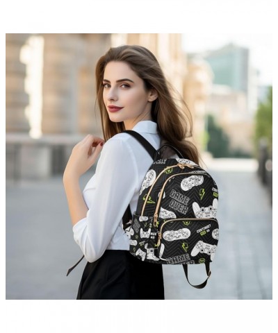 Women Backpack Dream Catcher Cute Watercolor Gamer Love Joystick Black White Anti-Theft Travel Backpack with Luggage Belt Lig...