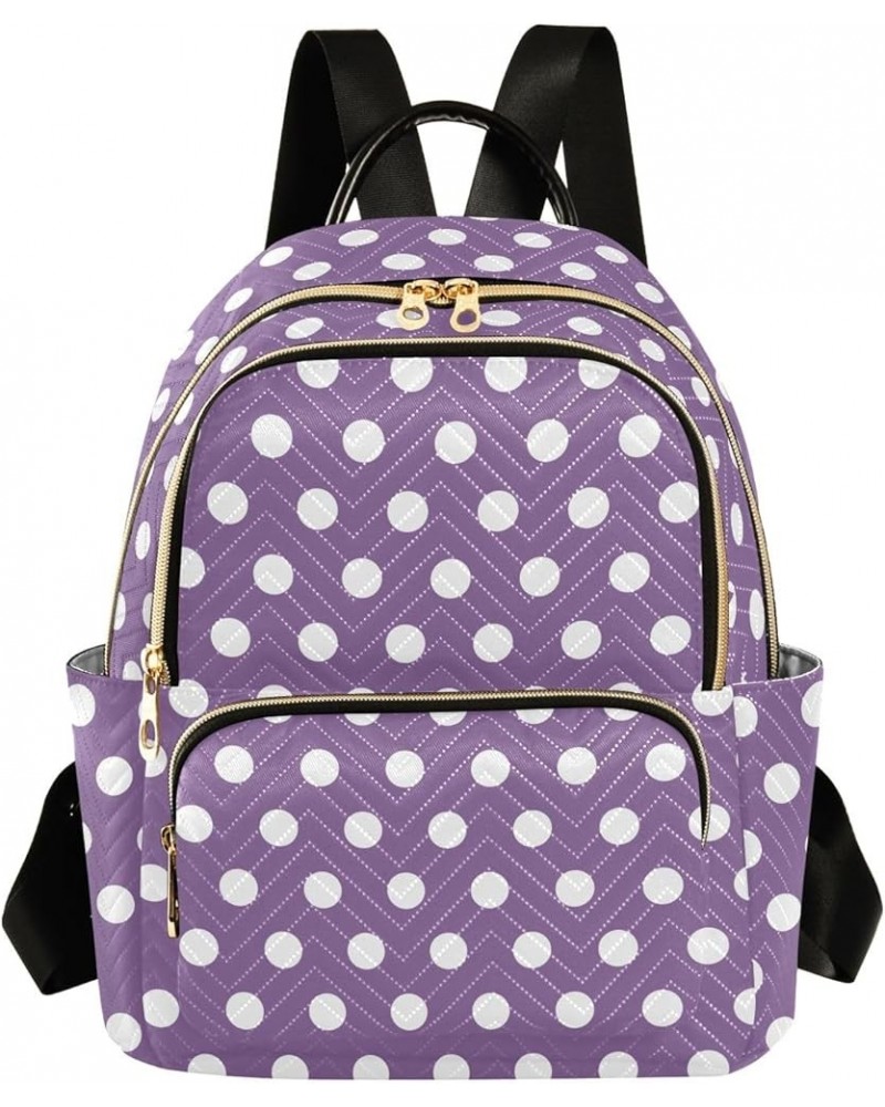 Travel Backpack Purse for Women Fashion Anti-theft Work Casual Purple Polka Dots Daypack Shoulder Bag Medium Size Small $17.0...