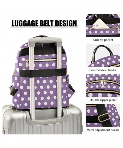 Travel Backpack Purse for Women Fashion Anti-theft Work Casual Purple Polka Dots Daypack Shoulder Bag Medium Size Small $17.0...