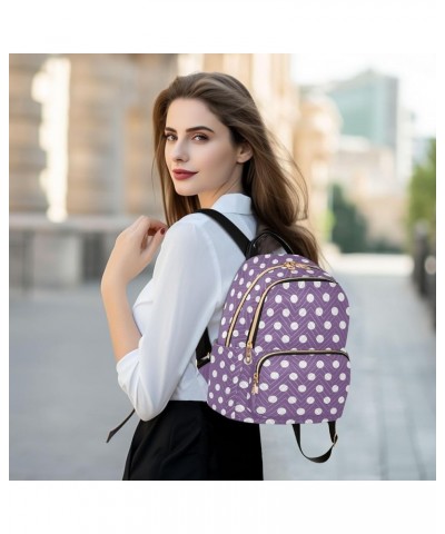 Travel Backpack Purse for Women Fashion Anti-theft Work Casual Purple Polka Dots Daypack Shoulder Bag Medium Size Small $17.0...