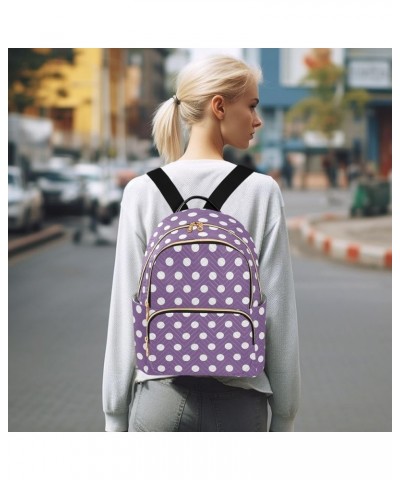 Travel Backpack Purse for Women Fashion Anti-theft Work Casual Purple Polka Dots Daypack Shoulder Bag Medium Size Small $17.0...