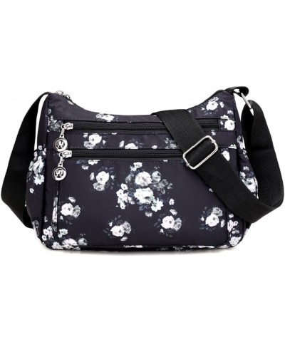 Nylon Crossbody Purse for Women Travel Shoulder Bag Multi Pocket Water Resistant Flower-y $10.25 Crossbody Bags