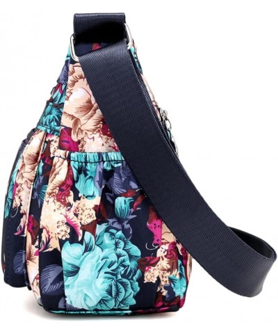 Nylon Crossbody Purse for Women Travel Shoulder Bag Multi Pocket Water Resistant Flower-y $10.25 Crossbody Bags