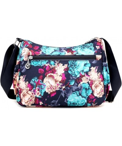 Nylon Crossbody Purse for Women Travel Shoulder Bag Multi Pocket Water Resistant Flower-y $10.25 Crossbody Bags