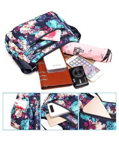 Nylon Crossbody Purse for Women Travel Shoulder Bag Multi Pocket Water Resistant Flower-y $10.25 Crossbody Bags