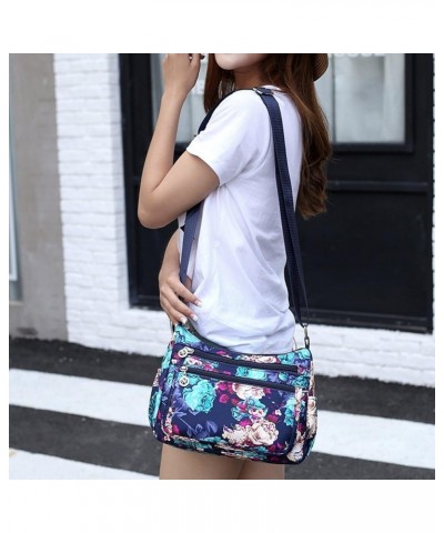 Nylon Crossbody Purse for Women Travel Shoulder Bag Multi Pocket Water Resistant Flower-y $10.25 Crossbody Bags