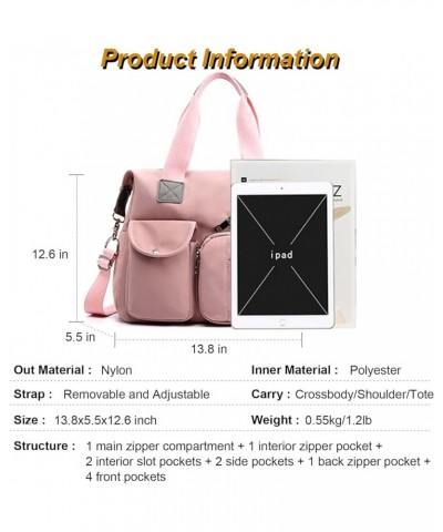 Women Utility Tote Bag Teacher Purses and Handbags for Nurses Waterproof Nylon Multi Pocket Shoulder Bags Work Bag Tote Gray ...