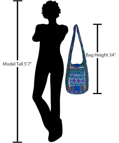 Crossbody Handbag Boho Handmade Cotton Bag For Unisex Tribeblue $11.39 Crossbody Bags