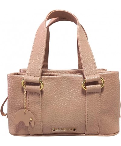 Women's PU Leather Mini Handbag, Top Handle Small Satchel Bag for Ladies Old Pink $20.68 Satchels